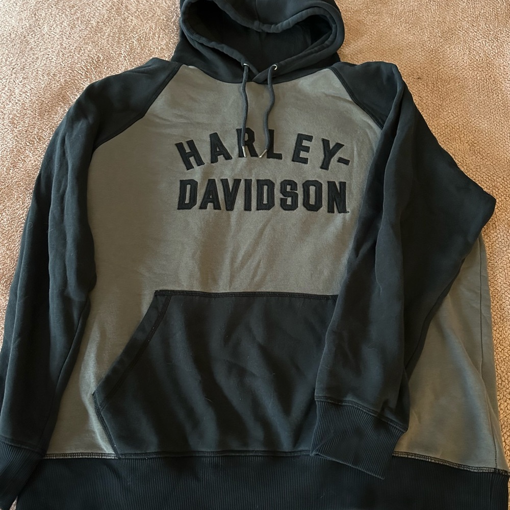 Harley-Davidson Men's Black and Green Hoodie